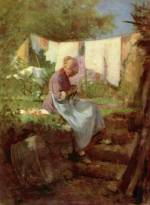 Nicolae Grigorescu - paintings - Flickende alte Frau