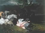 John Frederick Herring  - Bilder Gemälde - Mazeppa Surrounded by Horses
