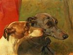 John Frederick Herring  - Bilder Gemälde - The Greyhounds Charley and Jimmy in an Interior