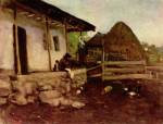 Nicolae Grigorescu - Bilder Gemälde - Hof eines Bauernhauses