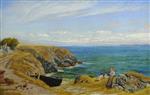 Arthur Hughes - Bilder Gemälde - Above a Cove, North Cornwall