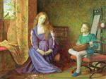 Arthur Hughes - Bilder Gemälde - Mariana in the Moated Grange 