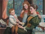 Arthur Hughes - Bilder Gemälde - Mrs Norman Hill and Her Children