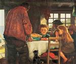 Arthur Hughes  - Bilder Gemälde - Saying Grace, The Skipper and His Crew