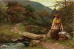 Arthur Hughes  - Bilder Gemälde - The Footstep