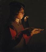 Georges de La Tour - Bilder Gemälde - Blower with a Pipe