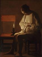 Georges de La Tour - Bilder Gemälde - The Flea Catcher