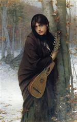 Jules Joseph Lefebvre - Bilder Gemälde - Girl with a Mandolin