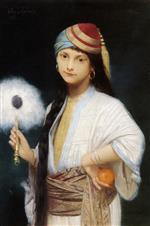 Jules Joseph Lefebvre  - Bilder Gemälde - The Feathered Fan