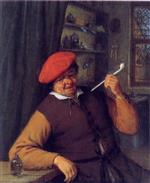 Adriaen van Ostade - Bilder Gemälde - An Apothecary Smoking a Pipe