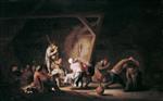 Adriaen van Ostade - Bilder Gemälde - Dancing Peasants with a Bagpiper in an Interior
