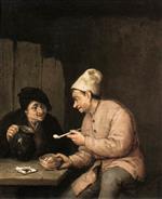 Adriaen van Ostade - Bilder Gemälde - Drinking and Piping in a Tavern