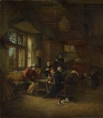 Adriaen van Ostade  - Bilder Gemälde - Interior of a Tavern with Five Peasants and a Woman