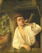 Adriaen van Ostade  - Bilder Gemälde - Man Playing a Horn