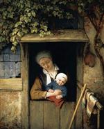 Adriaen van Ostade  - Bilder Gemälde - Mother Holding Her Child in a Doorway