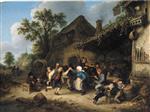 Adriaen van Ostade  - Bilder Gemälde - Peasants Carousing and Dancing Outside an Inn