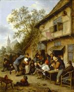 Adriaen van Ostade  - Bilder Gemälde - Peasants Carousing Outside of an Inn
