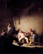Adriaen van Ostade  - Bilder Gemälde - Peasants Drinking and Making Music in a Barn
