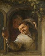 Adriaen van Ostade  - Bilder Gemälde - Peasants Drinking at a Window