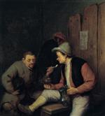 Adriaen van Ostade  - Bilder Gemälde - Peasants Smoking and Drinking in a Tavern