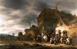 Adriaen van Ostade  - Bilder Gemälde - Travellers Halted at a Country Inn