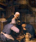 Adriaen van Ostade  - Bilder Gemälde - Two Peasants Feasting