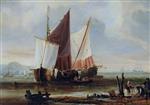 William Joseph Shayer - Bilder Gemälde - Coast Scene with a Dutch Fishing Craft