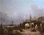 William Joseph Shayer - Bilder Gemälde - Coast Scene with Donkey