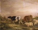 William Joseph Shayer - Bilder Gemälde - Cows and Sheep-2