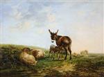 William Joseph Shayer - Bilder Gemälde - Donkey and Sheep