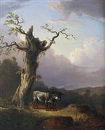William Joseph Shayer - Bilder Gemälde - Donkeys in Landscape