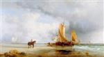 William Joseph Shayer - Bilder Gemälde - Dutch Herring Bus Unloading on the Beach