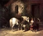 William Joseph Shayer - Bilder Gemälde - Feeding the Gamekeeper's Pony