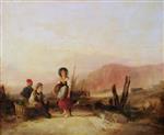 William Joseph Shayer  - Bilder Gemälde - Fisherman's Children near Blackgang, Isle of Wight