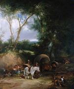 William Joseph Shayer  - Bilder Gemälde - Gypsy Encampment in the New Forest