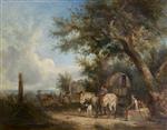 William Joseph Shayer  - Bilder Gemälde - Landscape with Gipsy Figures