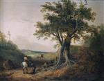 William Joseph Shayer  - Bilder Gemälde - Landscape with Travellers on a Road