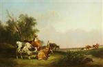 William Joseph Shayer  - Bilder Gemälde - Pastoral Scene, Cattle and Figures