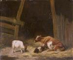 William Joseph Shayer  - Bilder Gemälde - The Cow Byre