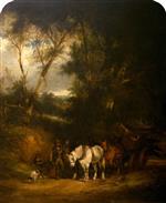 William Joseph Shayer  - Bilder Gemälde - The Timber Wagon