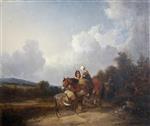 William Joseph Shayer  - Bilder Gemälde - Travellers by a Gypsy Encampment
