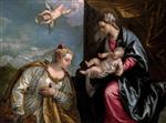 Paolo Veronese - Bilder Gemälde - Allegory of the City of Venice Adoring the Madonna and Child