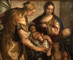 Paolo Veronese  - Bilder Gemälde - Holy Family with Saints Barbara and John