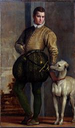 Bild:Portrait of a Boy with a Greyhound