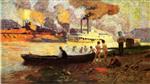 Thomas Pollock Anshutz  - Bilder Gemälde - Steamboat on the Ohio
