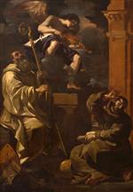 Giovanni Francesco Guercino  - Bilder Gemälde - Saint Benedict and Saint Francis Listening to a Musician Angel