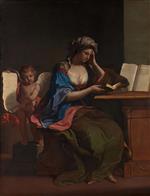 Giovanni Francesco Guercino  - Bilder Gemälde - The Samian Sibyl with a Putto