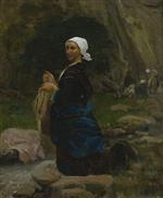 Jules Breton - Bilder Gemälde - A Breton Laundress