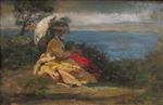 Jules Breton - Bilder Gemälde - Femme à l'ombrelle, baie de Douarnenez