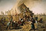 Jules Breton - Bilder Gemälde - Fire in a Haystack